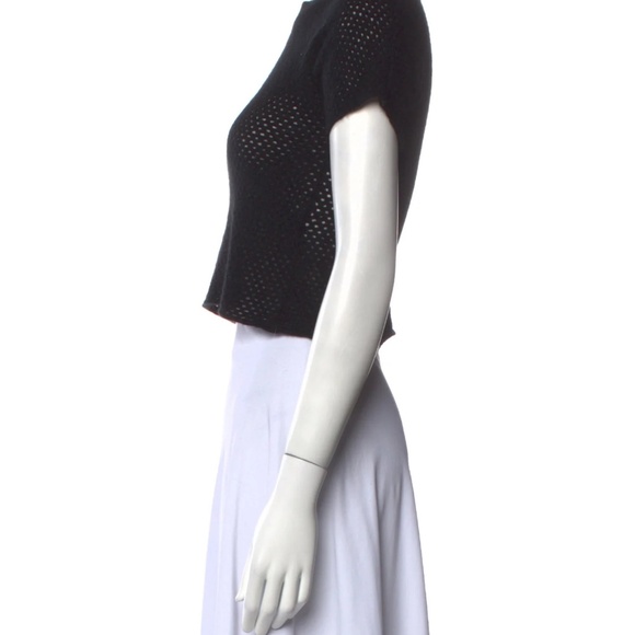 Minnie Rose Black Cashmere Short Sleeve Sweater - Picture 2 of 5